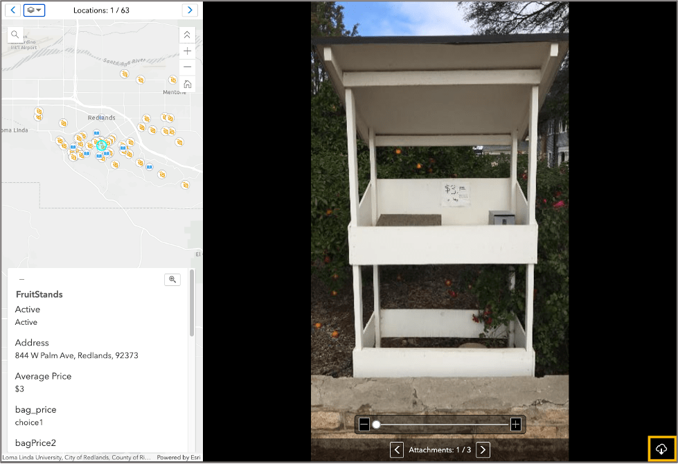 Image of an Attachment Viewer application with image downloads enabled, highlighting download button Image of an Attachment Viewer application with image downloads enabled, highlighting download button