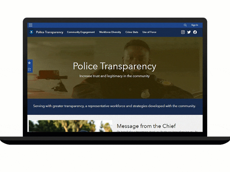 Main page of Police Transparency solution