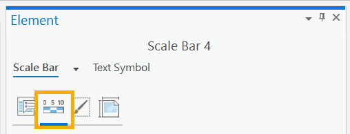 The Scale Bar Element Pane tabs with the Properties tab highlighted