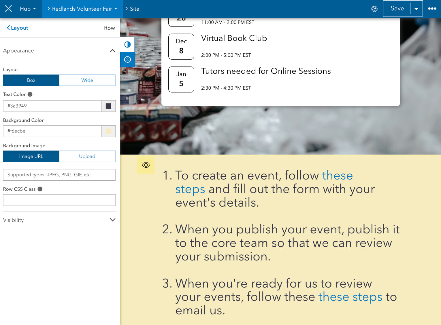Visibility row set to core team only. Visibility row set to core team only.