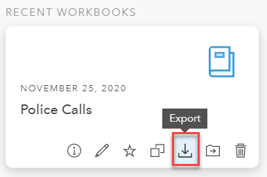 Screenshot of exporting ArcGIS Insights Worbook Screenshot of exporting ArcGIS Insights Worbook