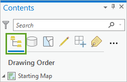 Drawing Order tab on the Contents pane