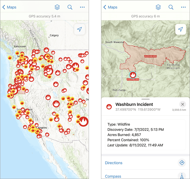 Fire and weather map Fire and weather map