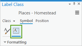 Formatting tab on the Symbol tab of the Label Class pane Formatting tab on the Symbol tab of the Label Class pane