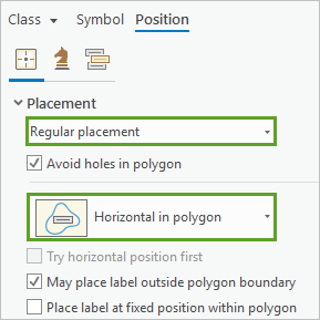 Label placement set to Horizontal in polygon