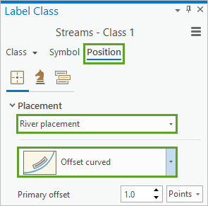 Label placement set to Offset curved