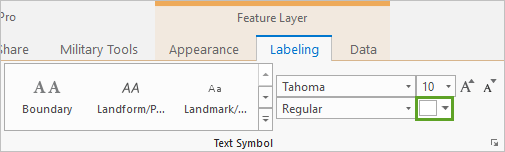 Text color picker on the Labeling ribbon