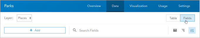 Fields tab with Places layer