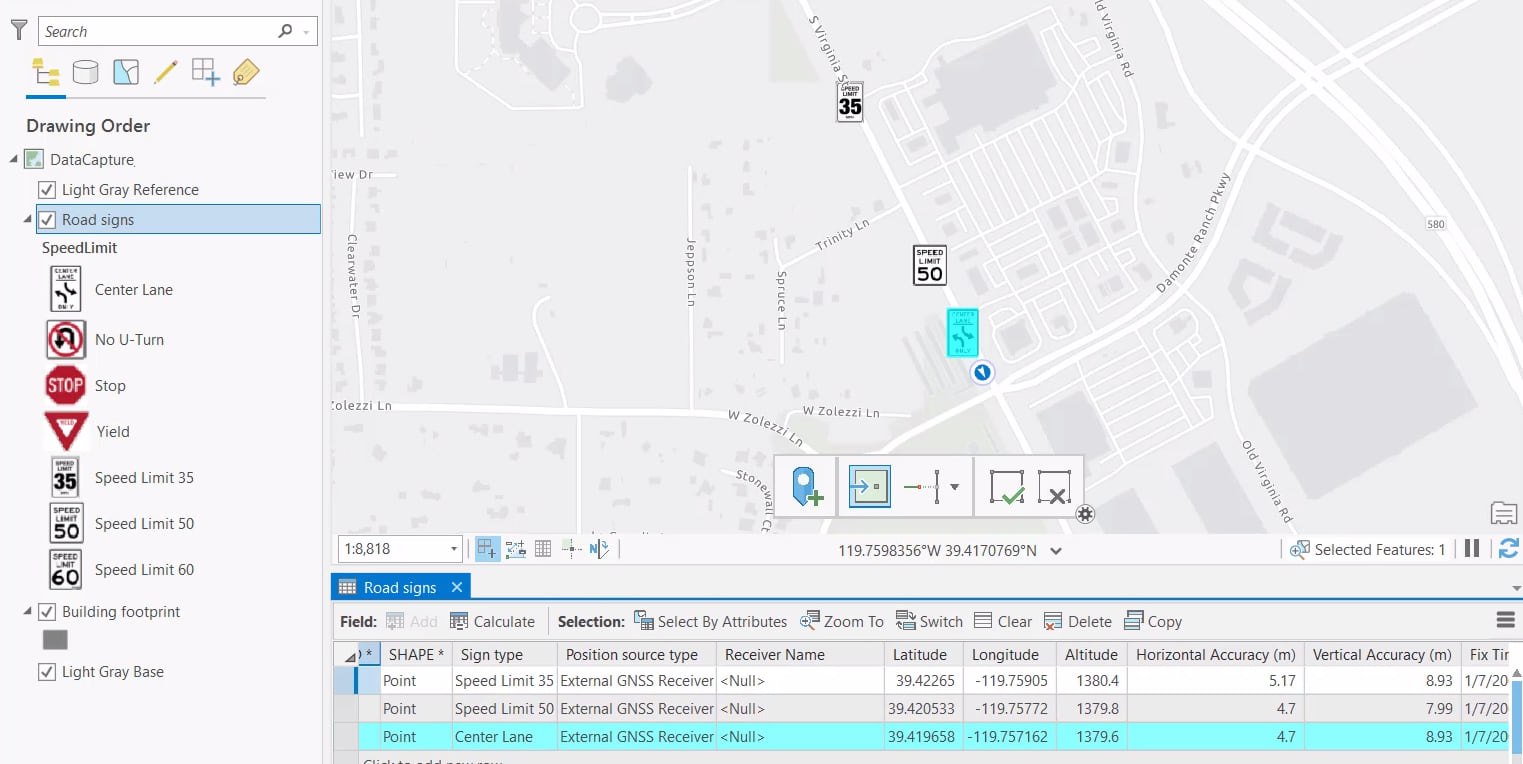 Point features added from GNSS devices