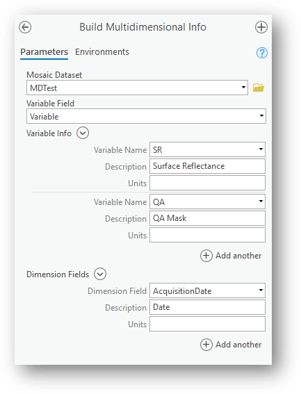 Build Multidimensional Info geoprocessing tool