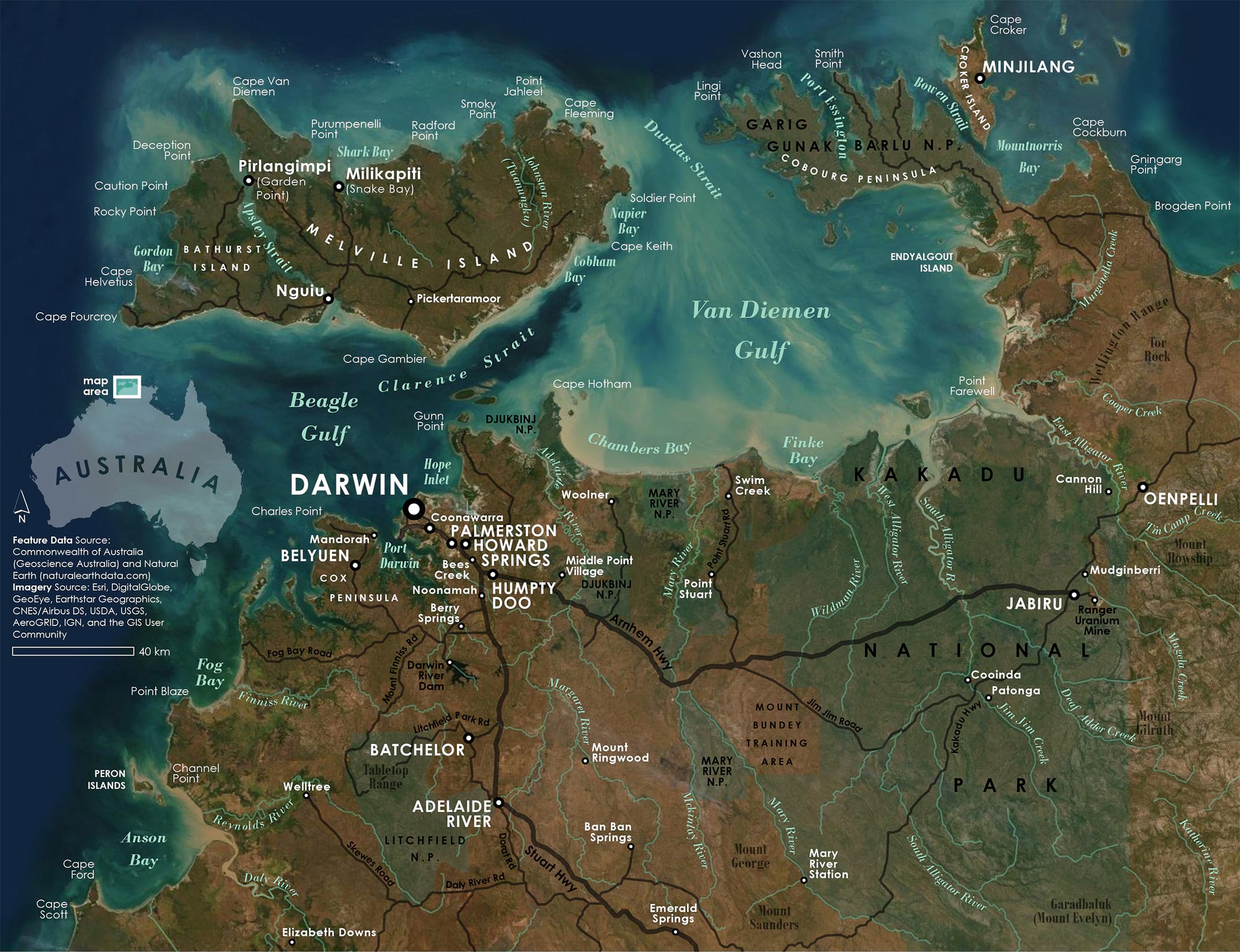 Completed map of Darwin, Australia