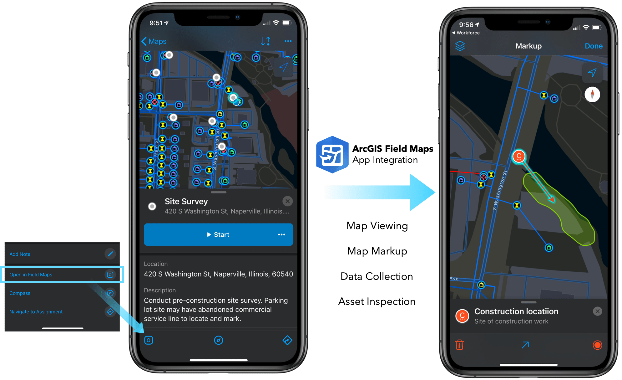 Field Maps integration on the mobile device