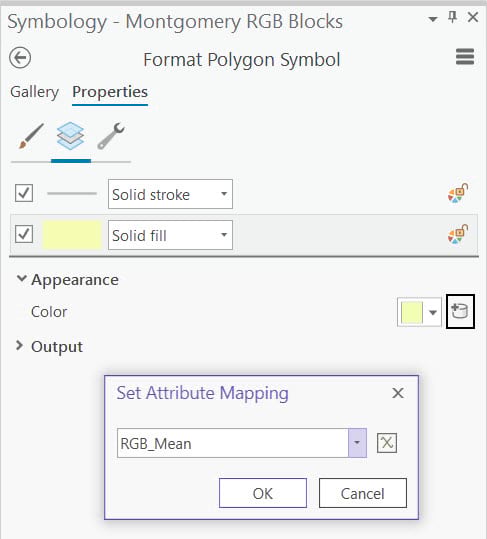 ArcGIS Pro window to set the attribute mapping. ArcGIS Pro window to set the attribute mapping.