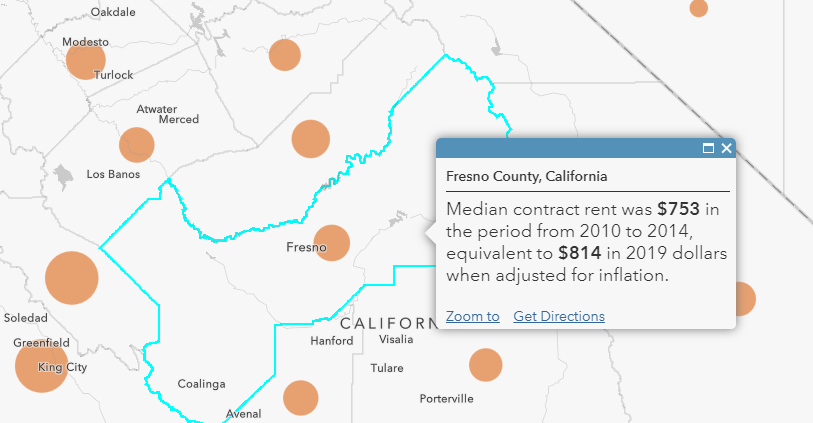 Median contract rent was $753 in the period from 2010 to 2014, equivalent to $814 in 2019 dollars when adjusted for inflation. Median contract rent was $753 in the period from 2010 to 2014, equivalent to $814 in 2019 dollars when adjusted for inflation.