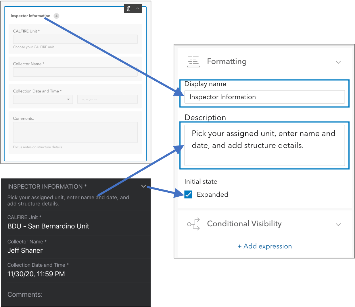 Groups have their own name and description and state. You can apply conditional visibility to them as well. Groups have their own name and description and state. You can apply conditional visibility to them as well.