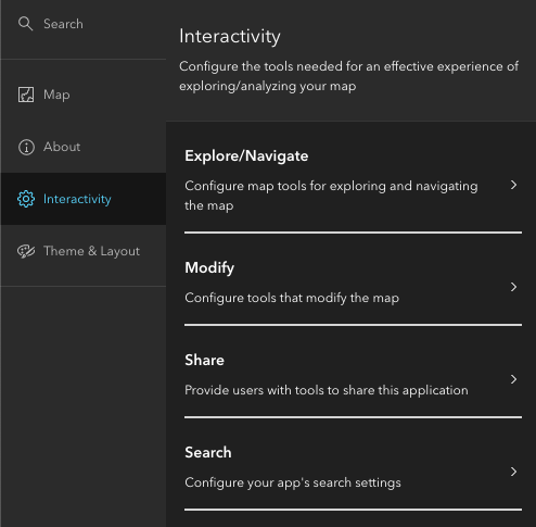 Image of the settings available in the Interactivity section of Full Setup