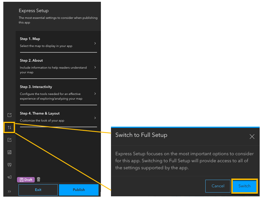 Image of workflow to switch to full setup experience Image of workflow to switch to full setup experience