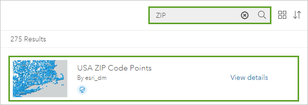 The USA ZIP Code Points dataset from Living Atlas