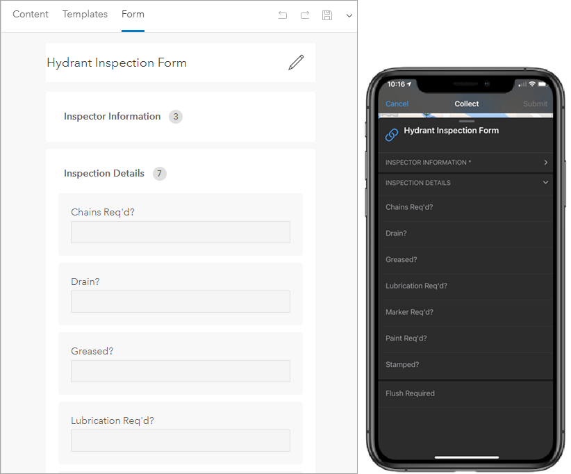 Smart form in the web app and in the mobile app