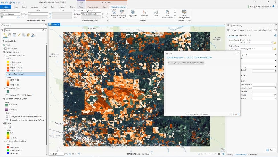 Analyze changes using LandTrendr