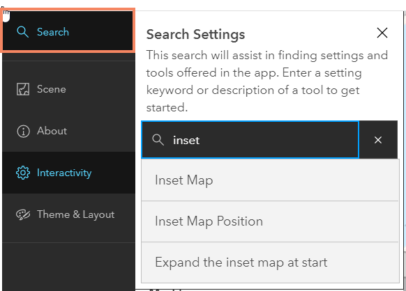 Search results from searching for inset in the search box