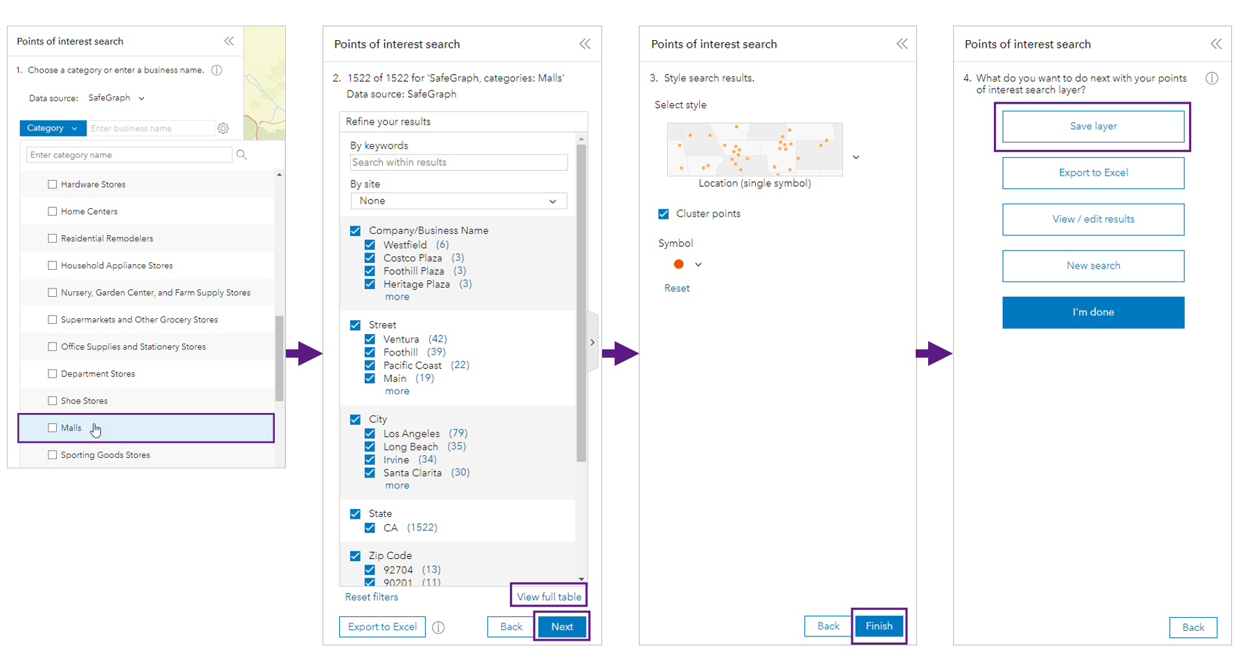 Points of interest search workflow