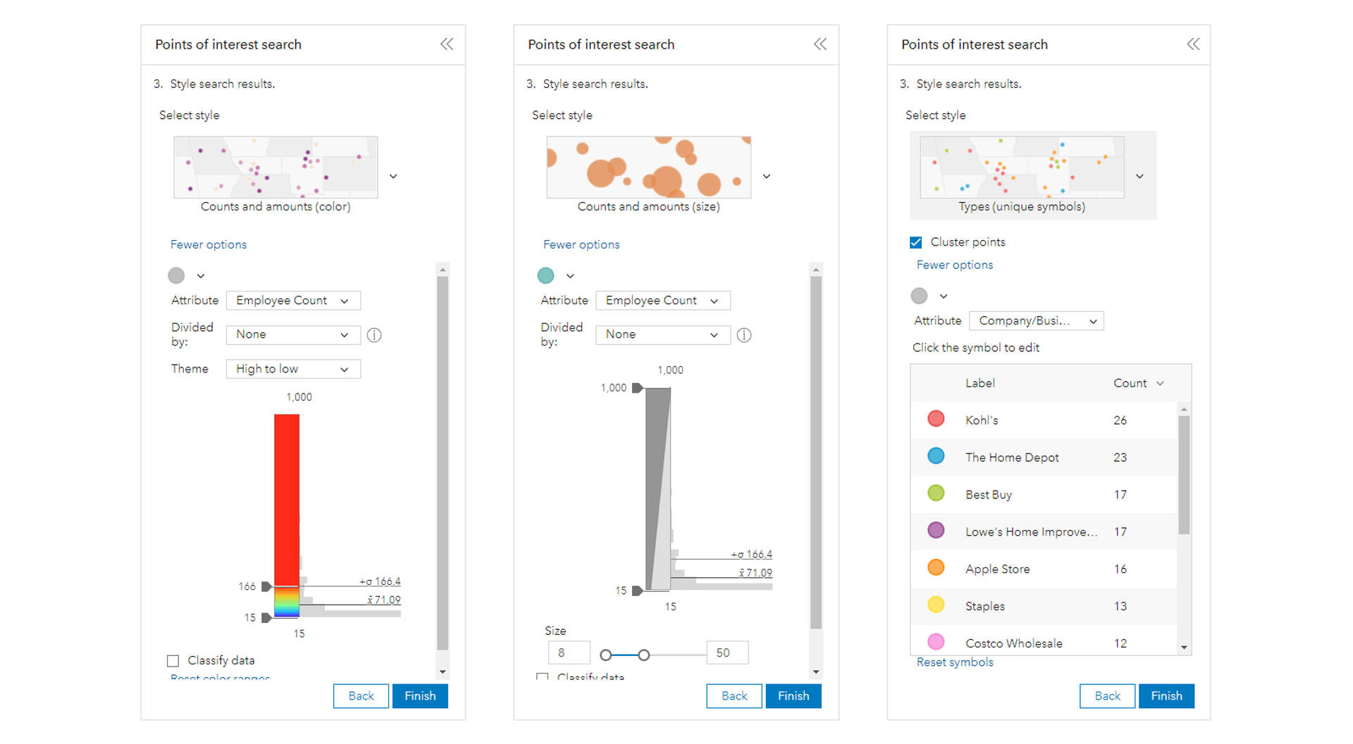 Mapping styles 1-3 for POI search