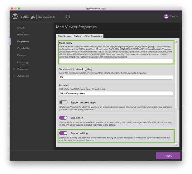 Enter maps query in AppStudio Desktop