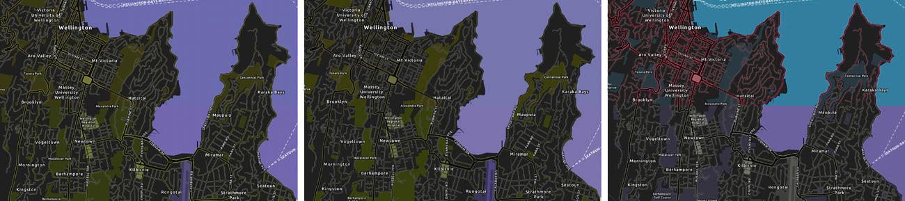 Color-blindness simulations of the new map Color-blindness simulations of the new map