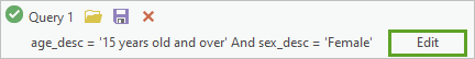 The Edit button next to Query 1