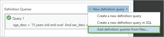 New definition query menu New definition query menu