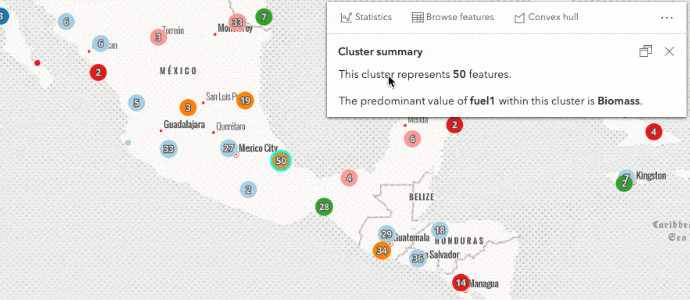 Using popup actions, you can allow users to query clusters in a variety of ways.