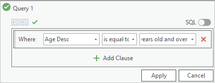 Query 1 with the first clause in progress