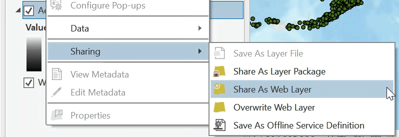 Share selected layers as a web layer