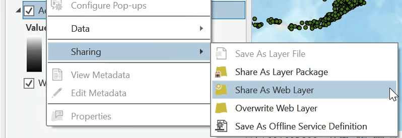 Share selected layers as a web layer Share selected layers as a web layer