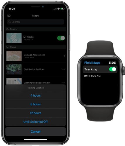 Start tracking on a mobile device or Apple Watch