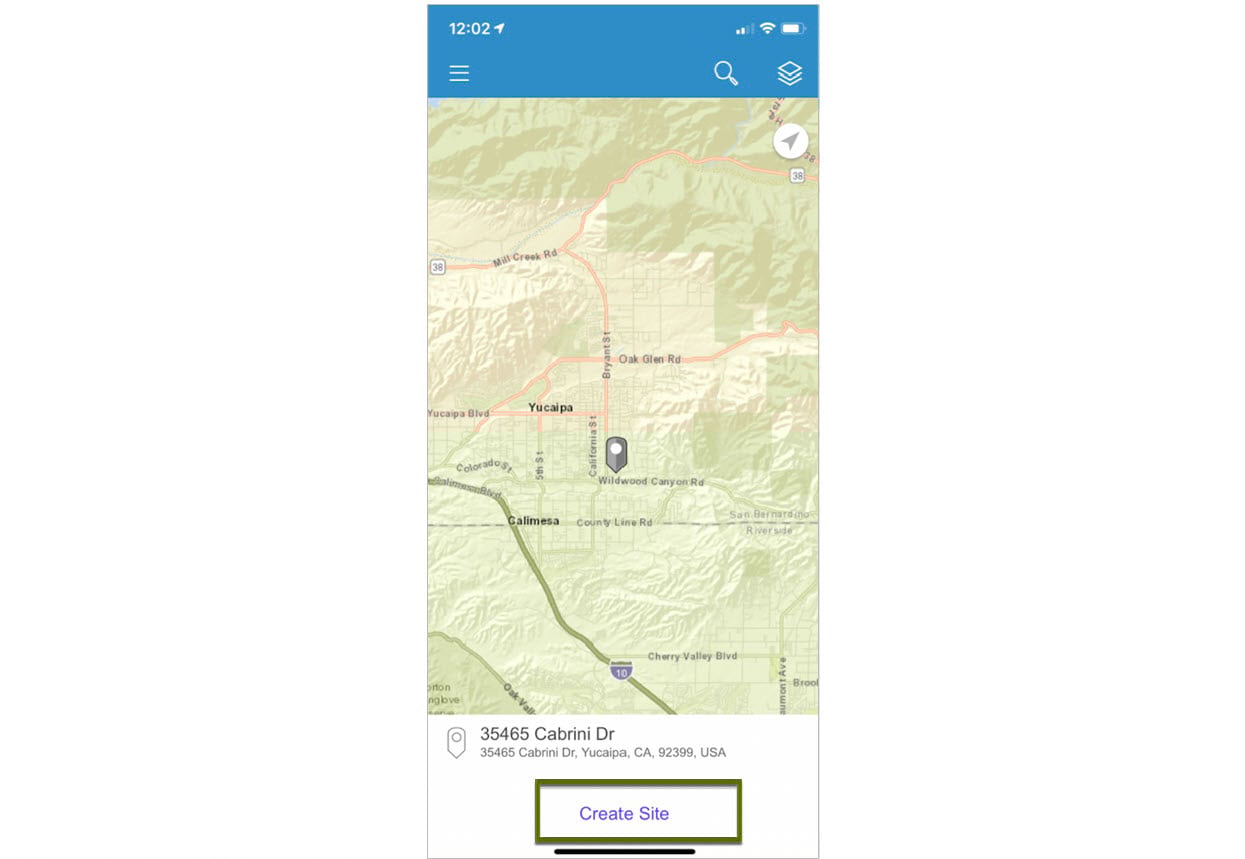 Create Site button in BA Mobile App Create Site button in BA Mobile App