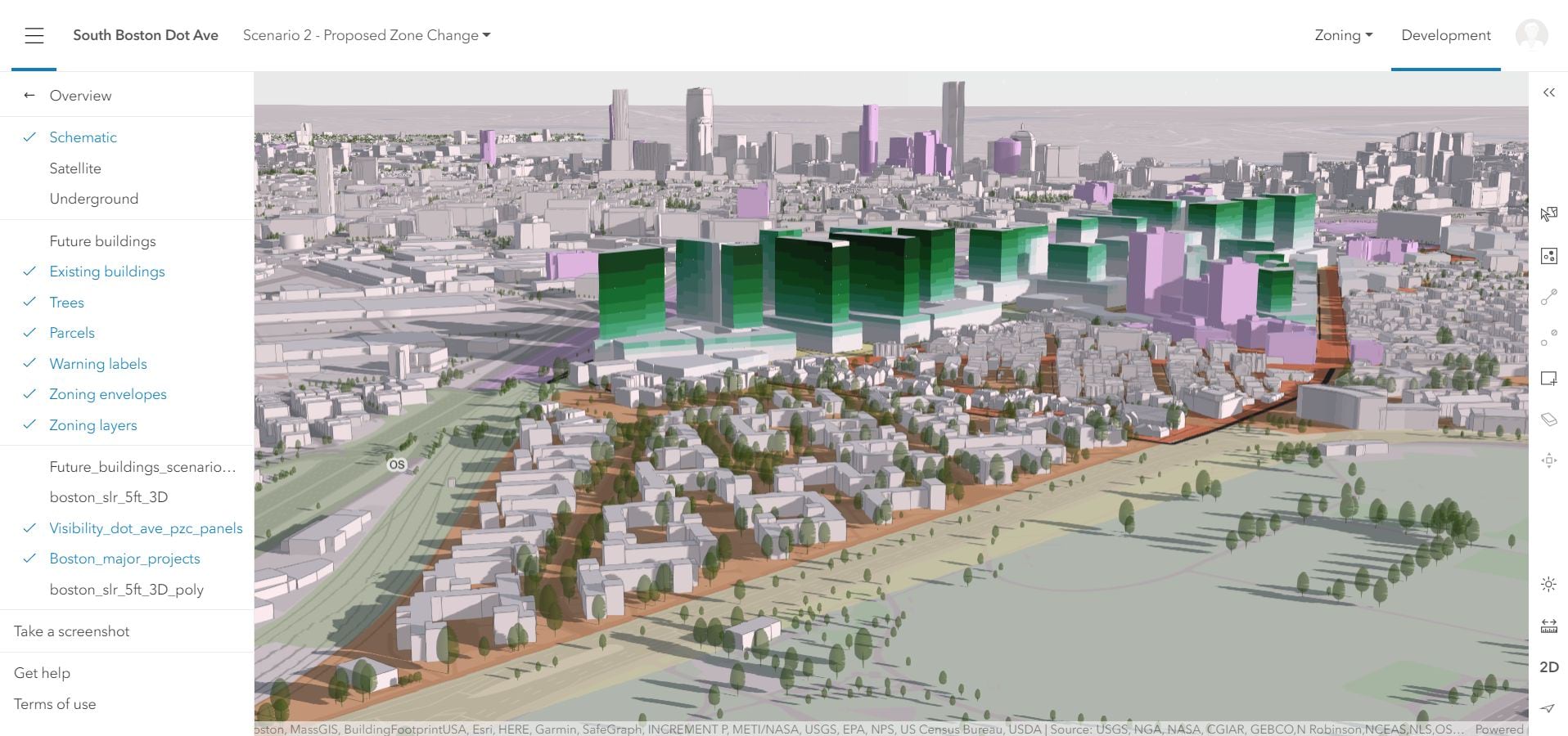 Visibility analysis in Boston using ArcGIS Urban