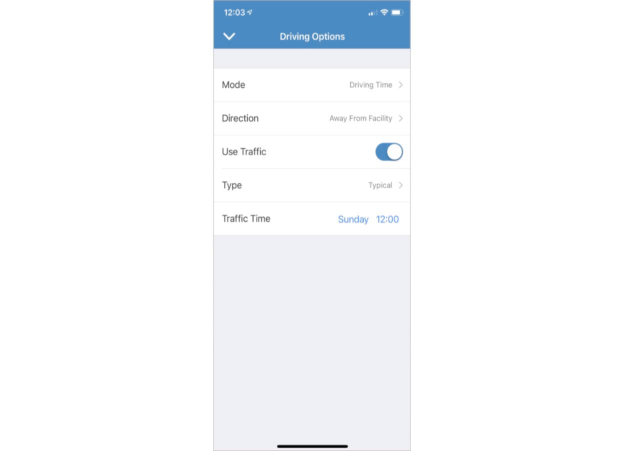 Driving Options in BA Mobile App Driving Options in BA Mobile App