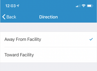 Direction in Drive Time Options Direction in Drive Time Options