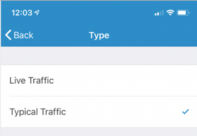 Traffic type in Drive Time Options