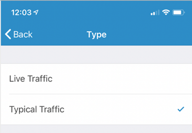 Traffic type in Drive Time Options Traffic type in Drive Time Options