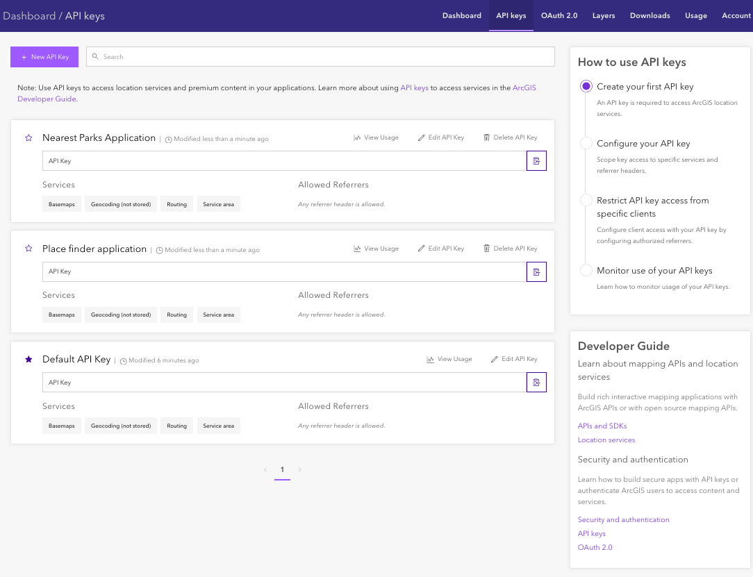 API keys