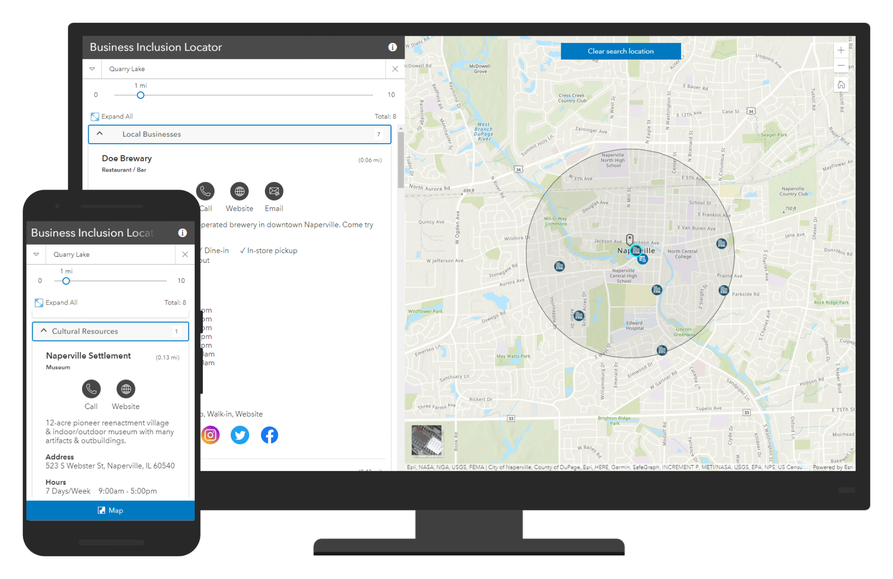 Business Inclusion Locator nearby app, part of the solution