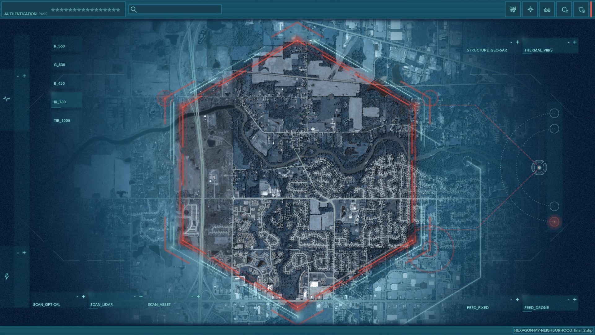 Hexagonal command center style map Hexagonal command center style map