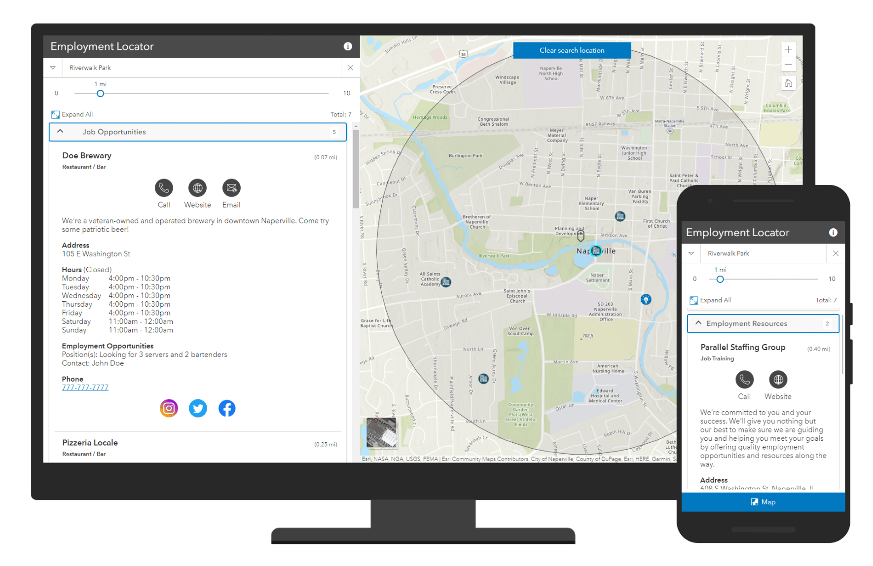 Employment Locator Nearby app, part of the Business Inclusion solution Employment Locator Nearby app, part of the Business Inclusion solution