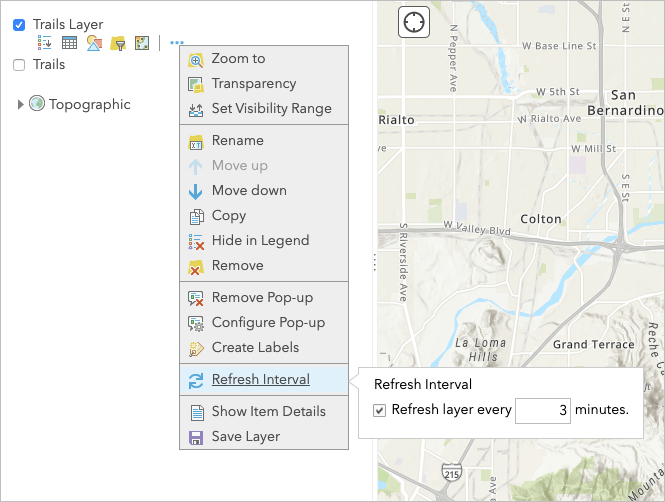 Define a layer refresh interval in ArcGIS