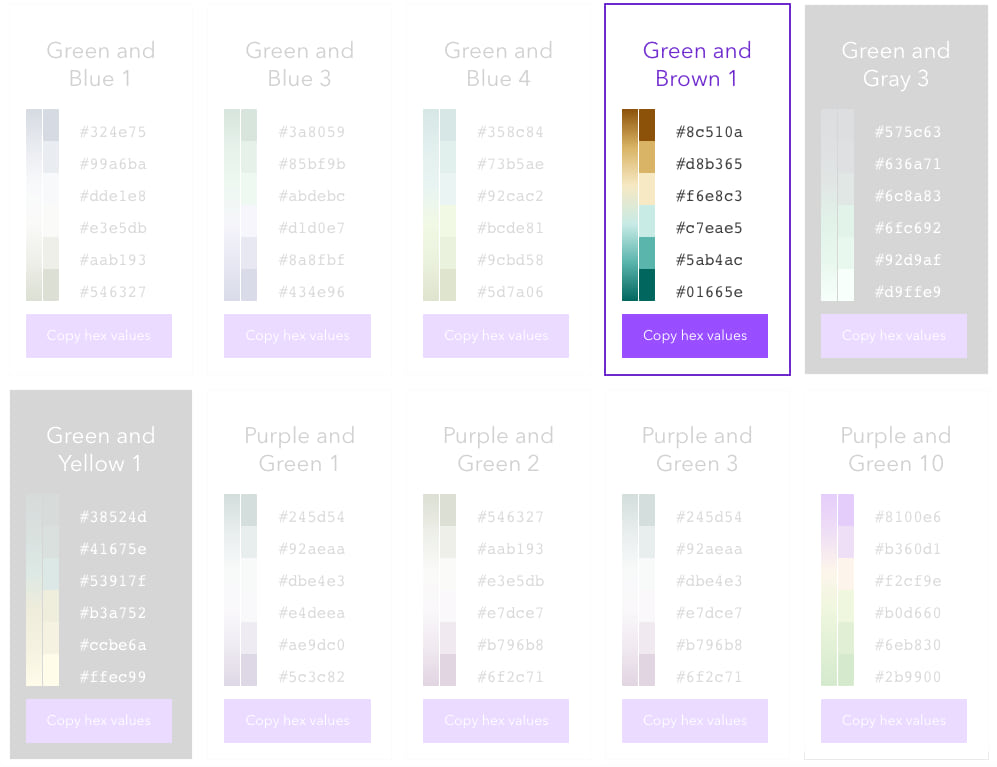 The Esri Color ramps guide allows you to search hundreds of color ramps based on theme, color, and background.