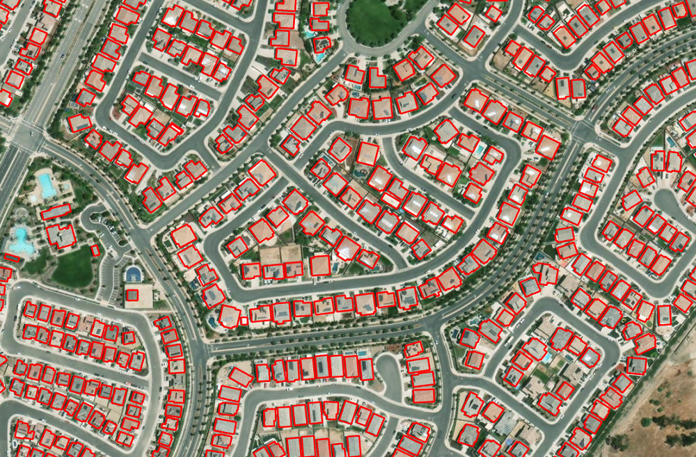 Building footprints automatically extracted using the new deep learning model Building footprints automatically extracted using the new deep learning model
