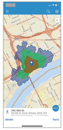 Site on a map using the mobile app